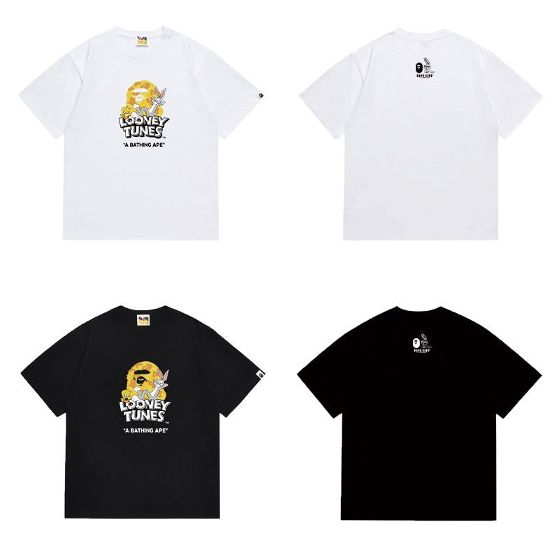 Bathing Shark and ape head print T Shirts NextBlock