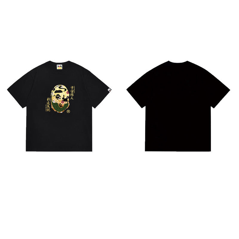 Bathing Shark and ape head print T Shirts NextBlock