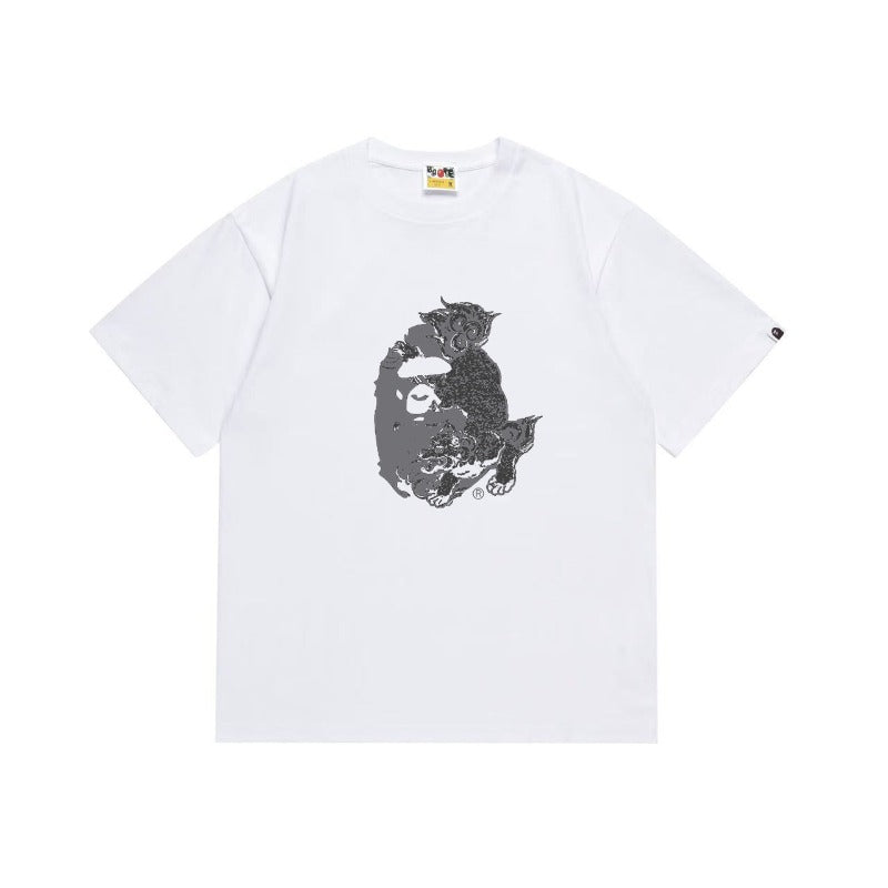 Bathing Shark and ape head print T Shirts NextBlock