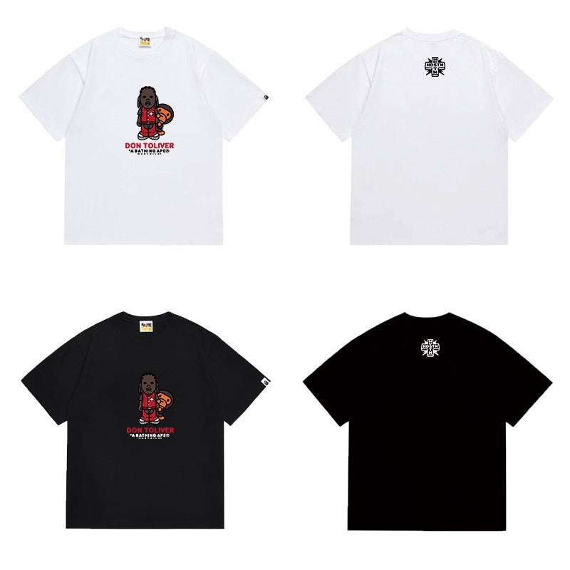 Bathing Shark and ape head print T Shirts NextBlock