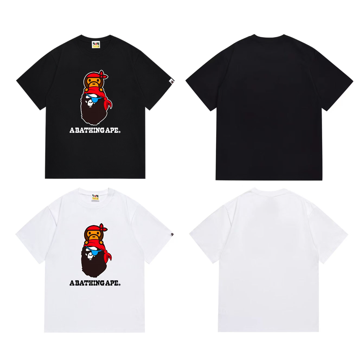Bathing Shark and ape head print T-Shirt NextBlock