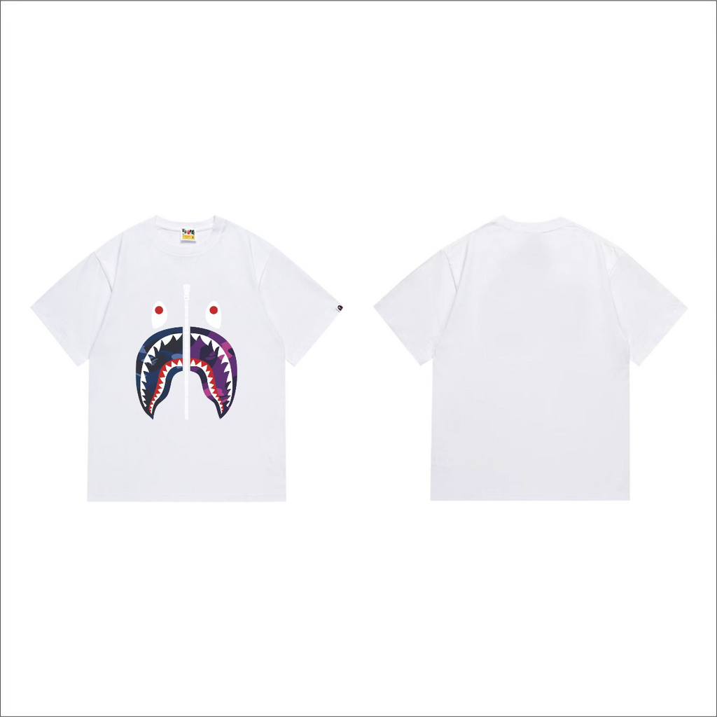 Bathing Shark and ape head print T-Shirt NextBlock