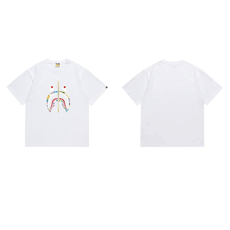 Bathing Shark and ape head print T Shirts NextBlock