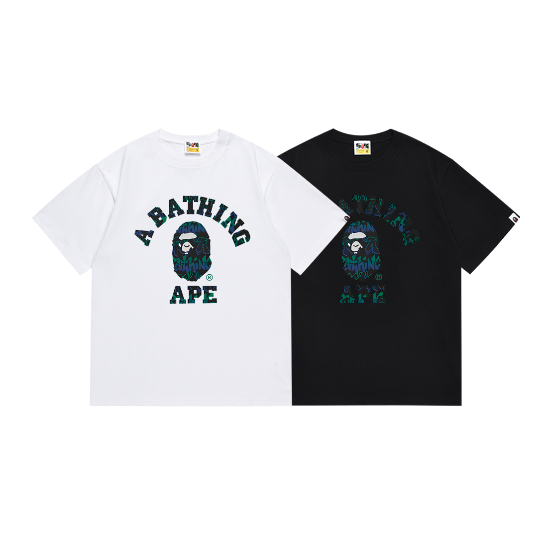 Bathing Shark and ape head print T Shirts NextBlock