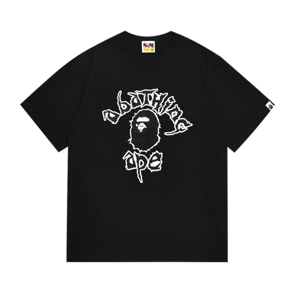Bathing Shark and ape head print T-Shirt NextBlock