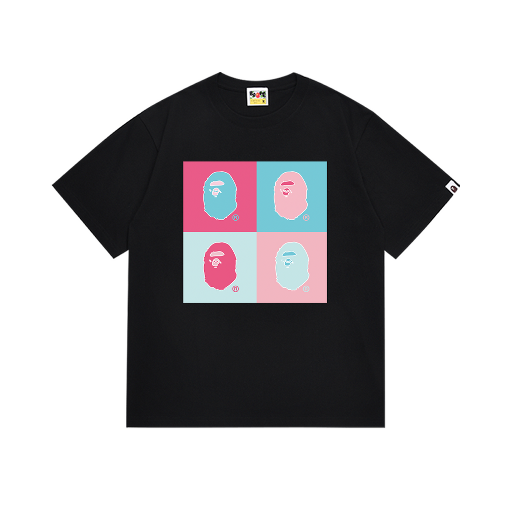 Bathing Shark and ape head print T-Shirt NextBlock