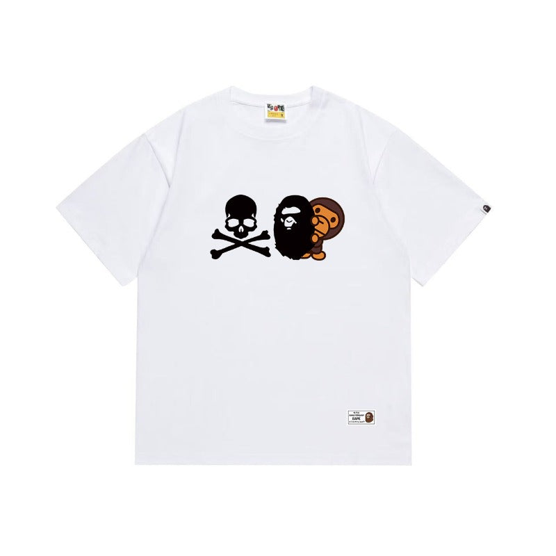 Bathing Shark and ape head print T Shirts NextBlock
