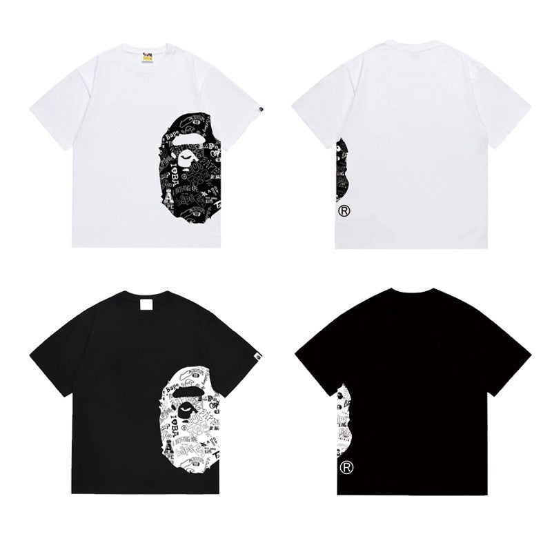 Bathing Shark and ape head print T Shirts NextBlock