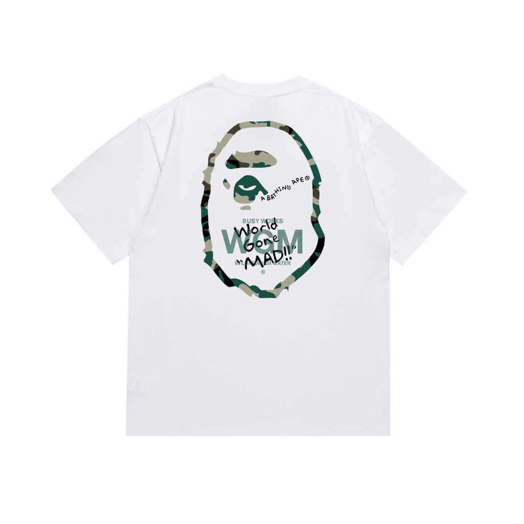 Bathing Shark and ape head print T-Shirt NextBlock