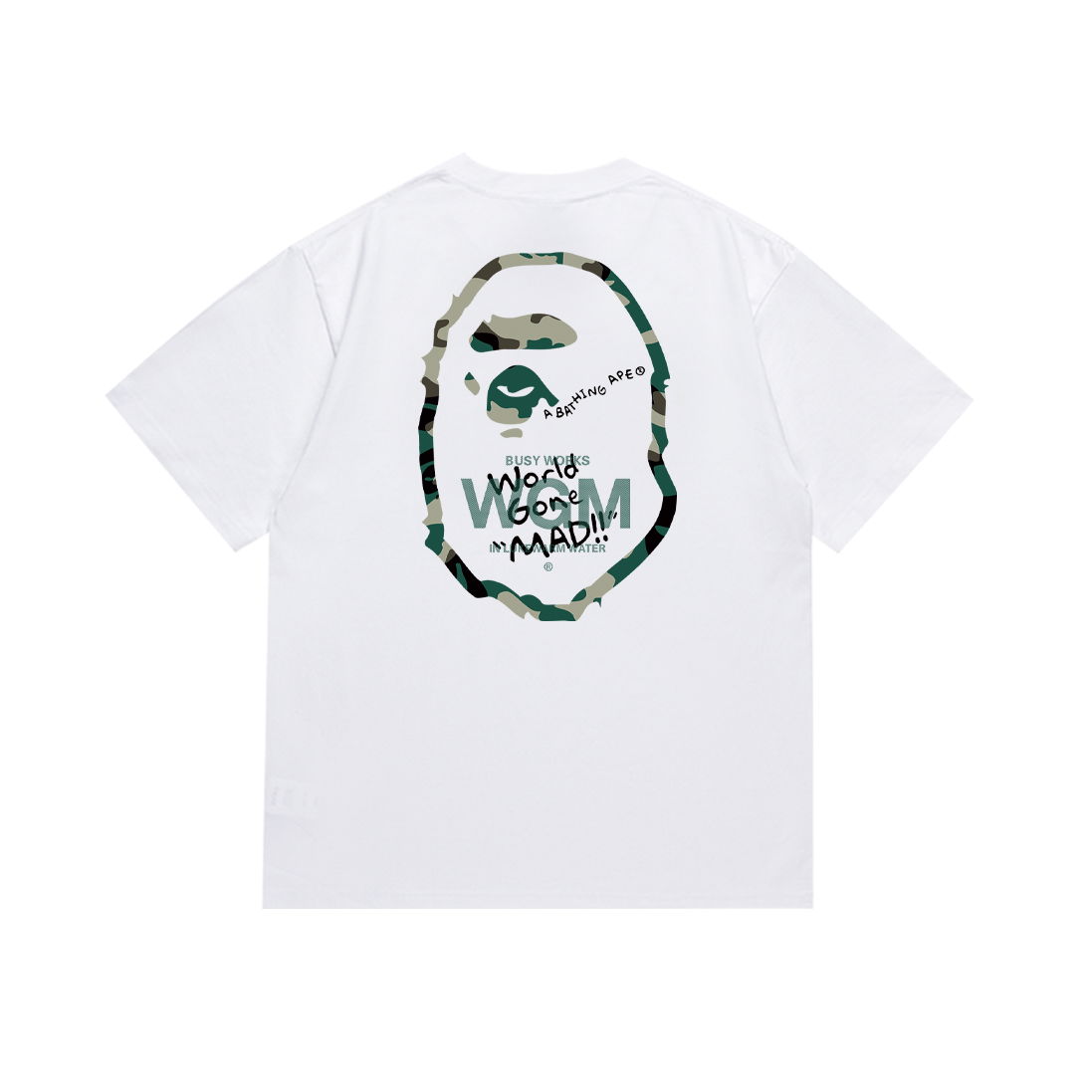 Bathing Shark and ape head print T-Shirt NextBlock