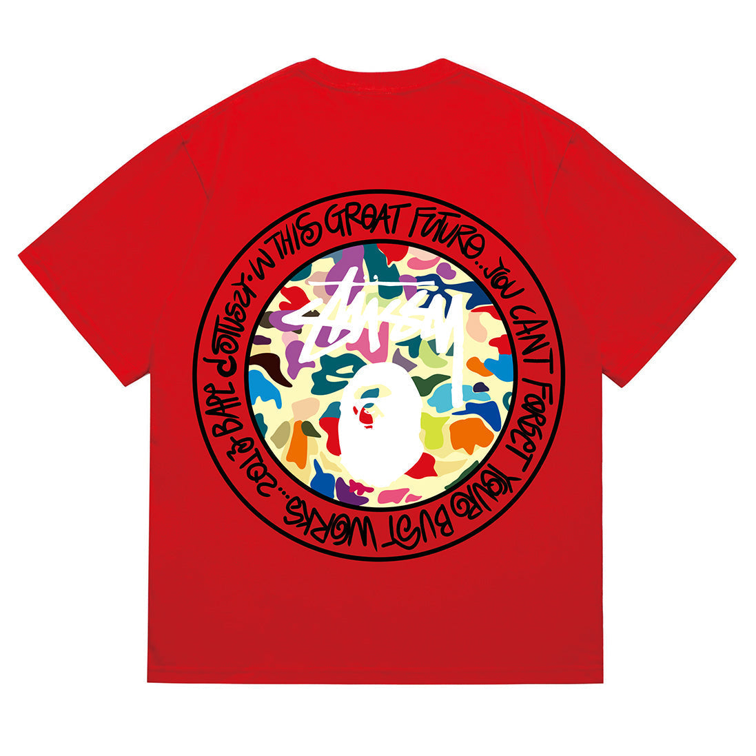 Bathing Shark and ape head print T-Shirt NextBlock