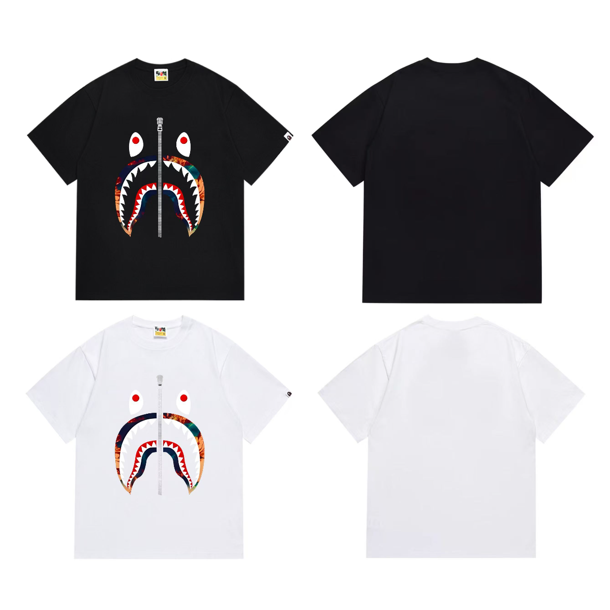Bathing Shark and ape head print T-Shirt NextBlock