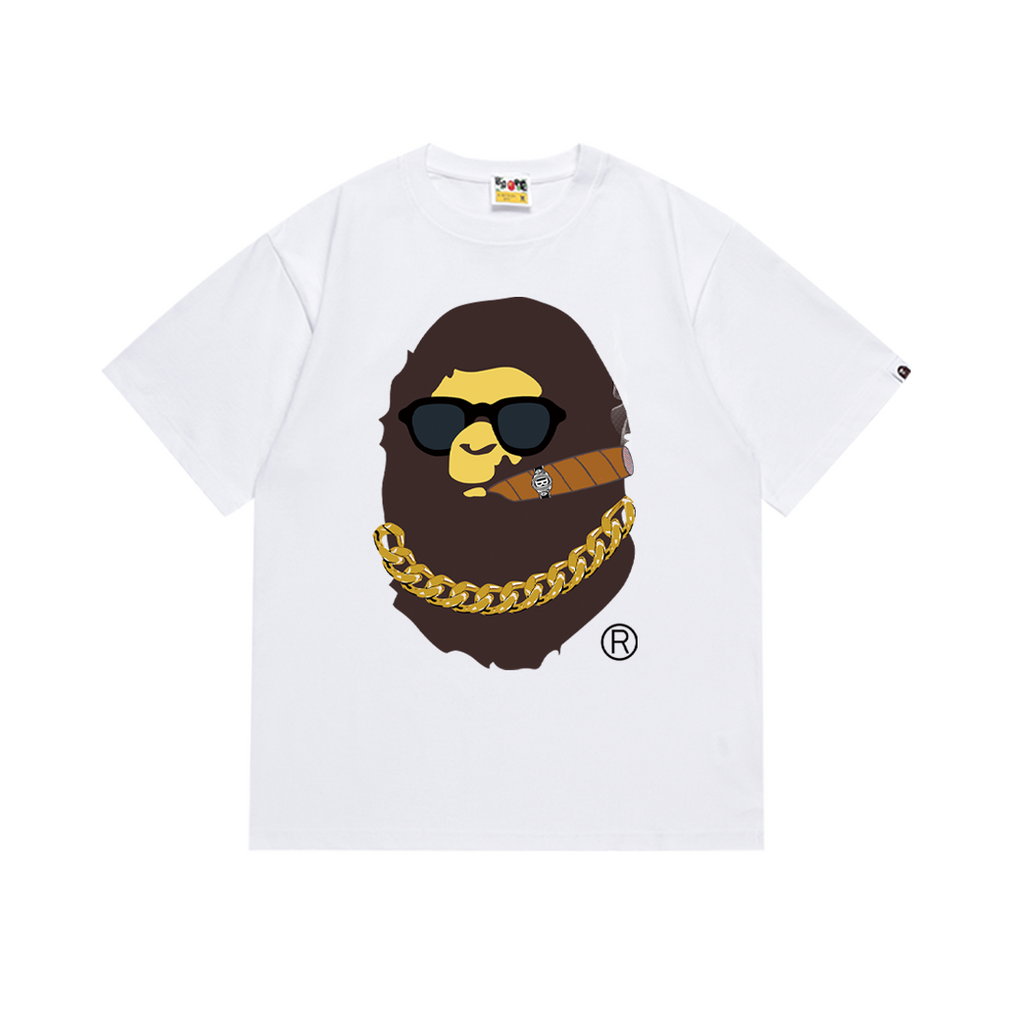 Bathing Shark and ape head print T-Shirt NextBlock