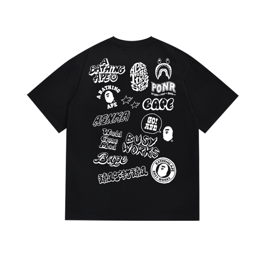 Bathing Shark and ape head print T-Shirt NextBlock