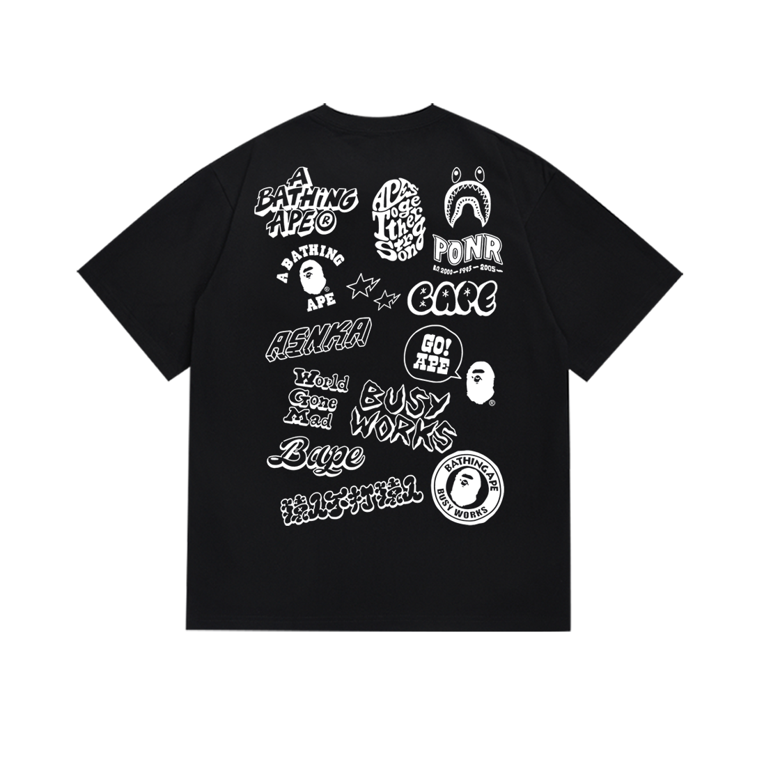 Bathing Shark and ape head print T-Shirt NextBlock