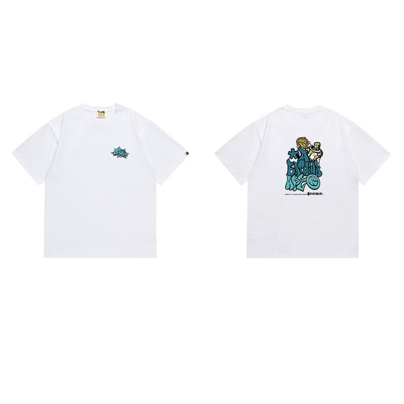 Bathing Shark and ape head print T Shirts NextBlock