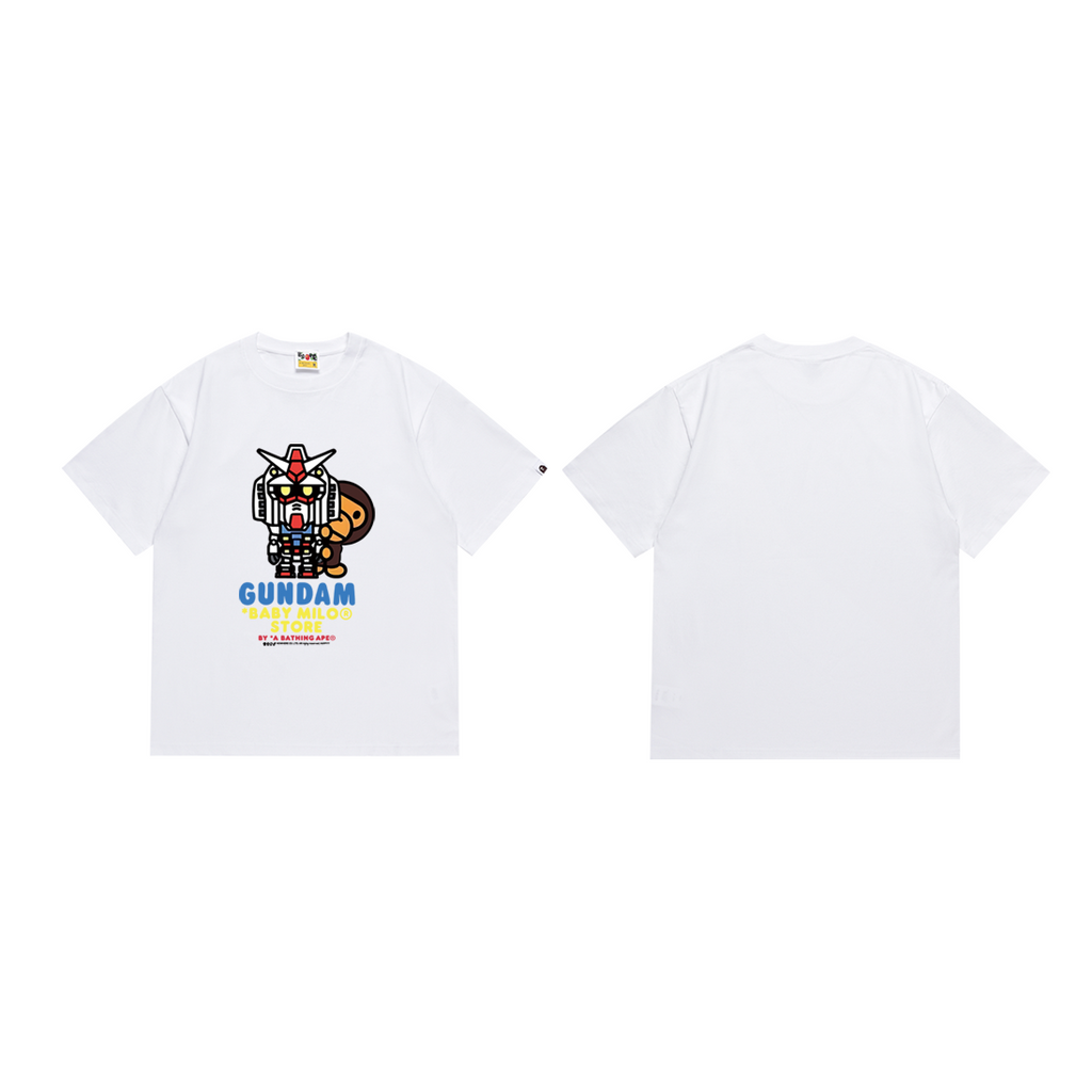 Bathing Shark and ape head print T-Shirt NextBlock