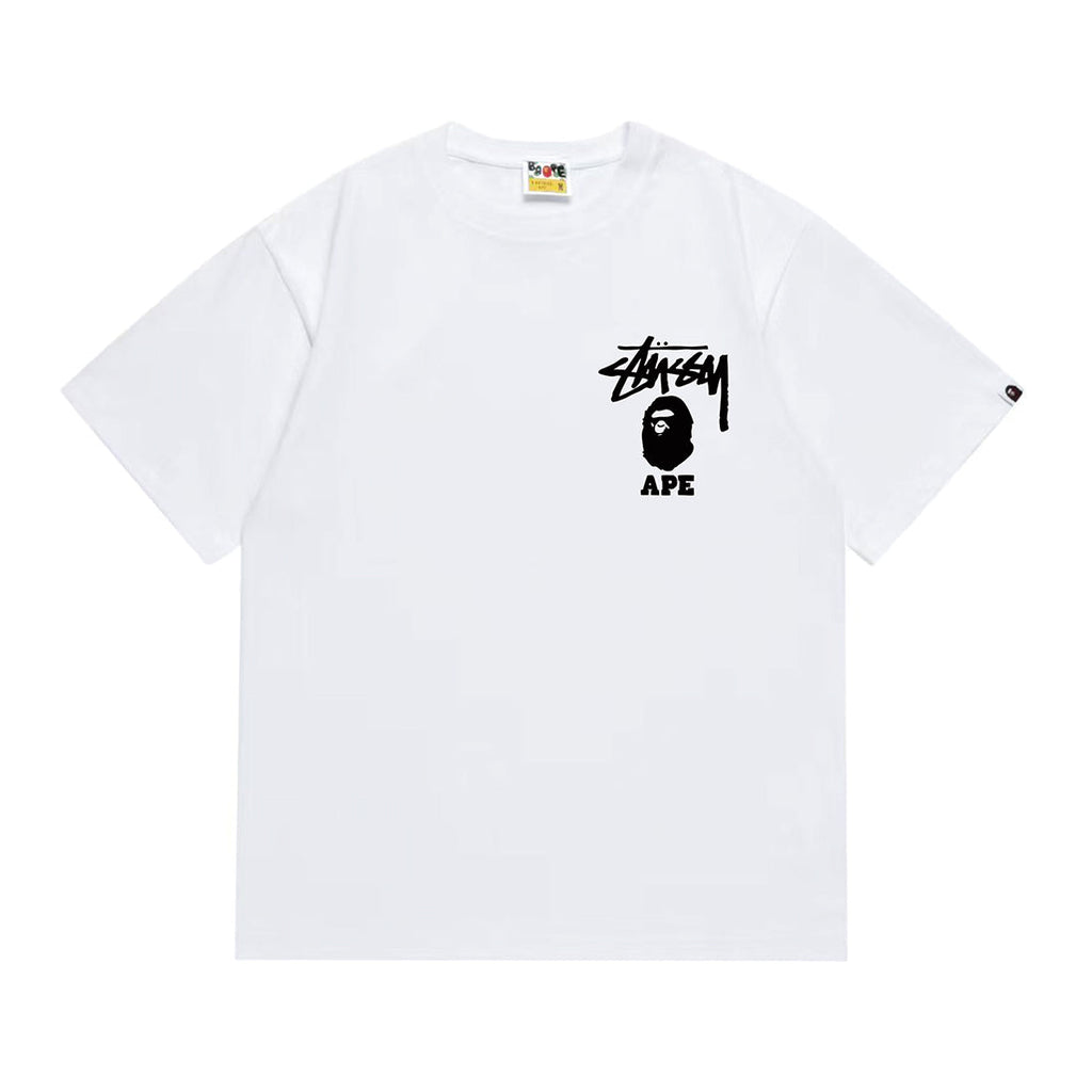 Bathing Shark and ape head print T-Shirt NextBlock