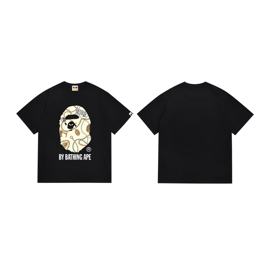 Bathing Shark and ape head print T-Shirt NextBlock