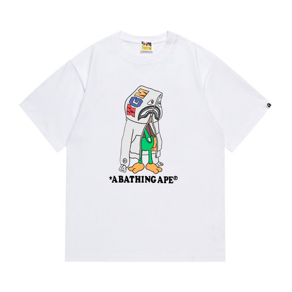 Bathing Shark and ape head print T-Shirt NextBlock