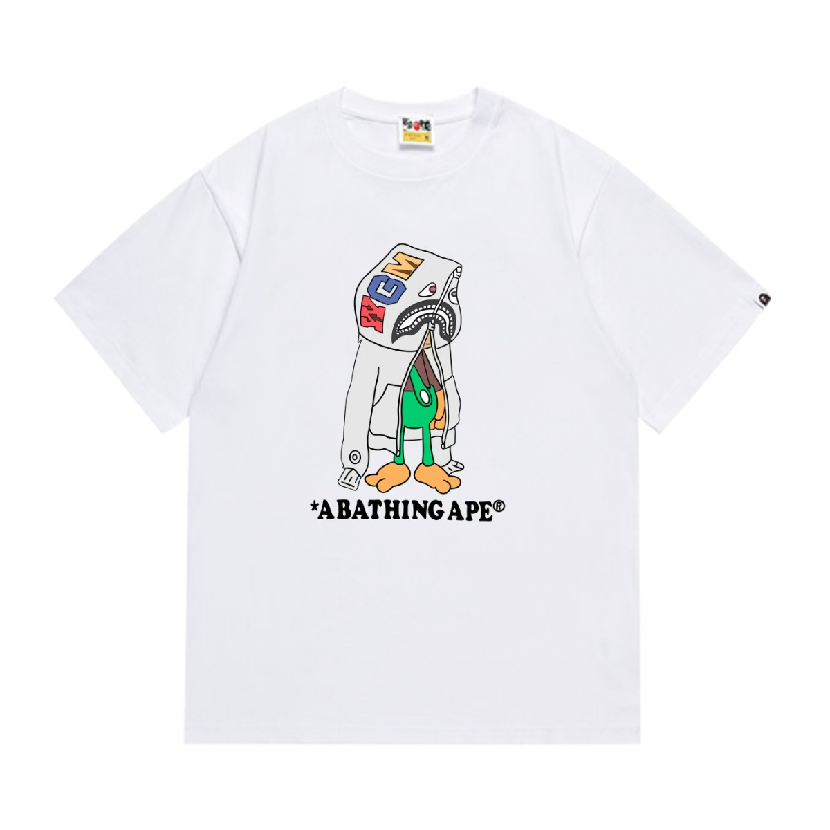 Bathing Shark and ape head print T-Shirt NextBlock