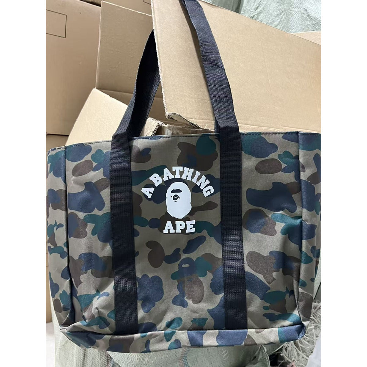 Bathing Shark and ape head print Bag Camouflage Large Capacity Waterproof Casual Shoulder Portable Tote Bag NextBlock