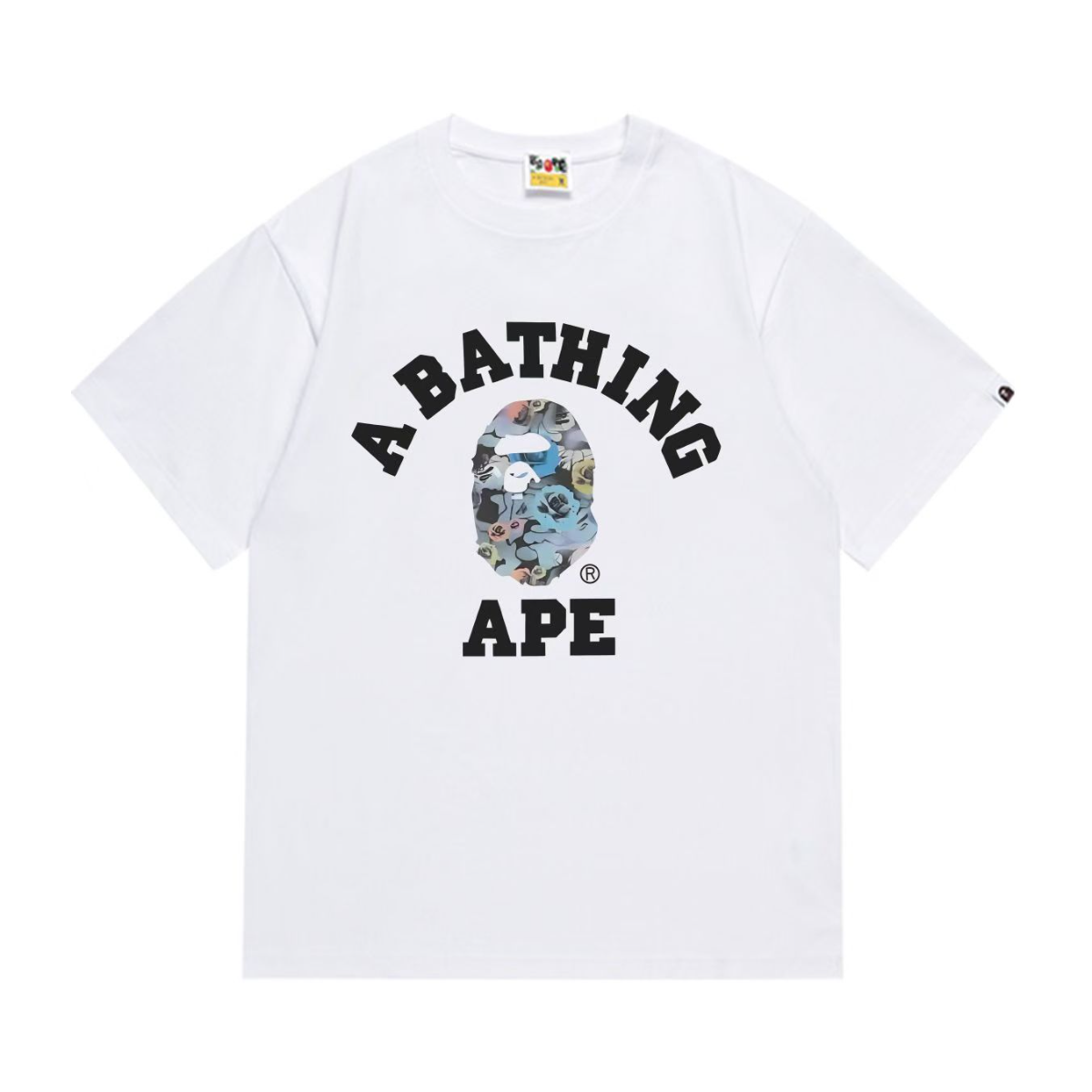 Bathing Shark and ape head print T-Shirt NextBlock
