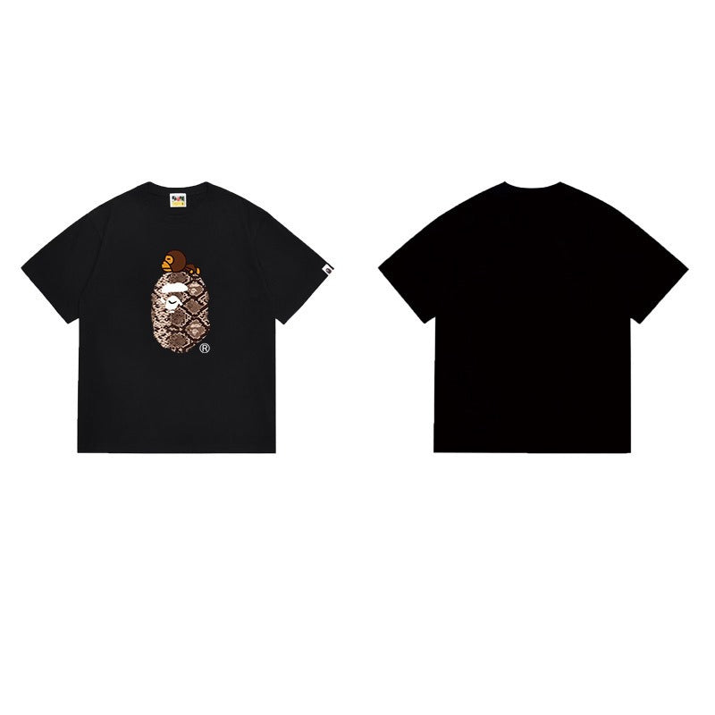 Bathing Shark and ape head print T Shirts NextBlock