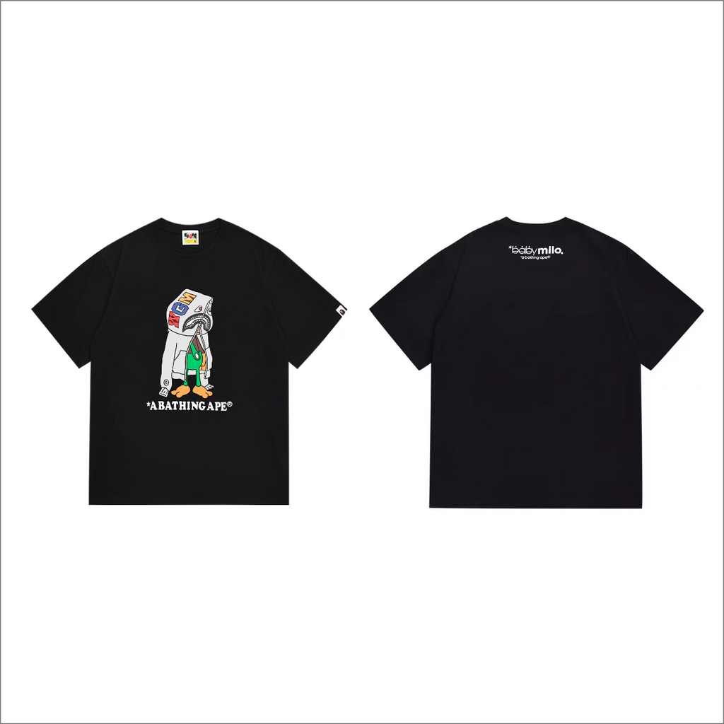 Bathing Shark and ape head print T-Shirt NextBlock