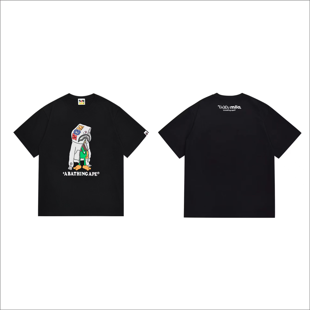 Bathing Shark and ape head print T-Shirt NextBlock