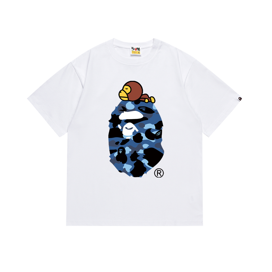 Bathing Shark and ape head print T-Shirt NextBlock