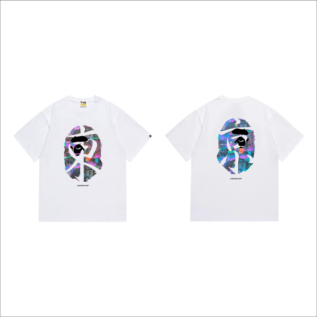 Bathing Shark and ape head print T-Shirt NextBlock