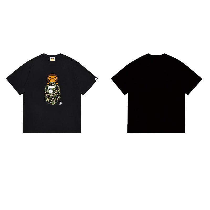 Bathing Shark and ape head print T Shirts NextBlock