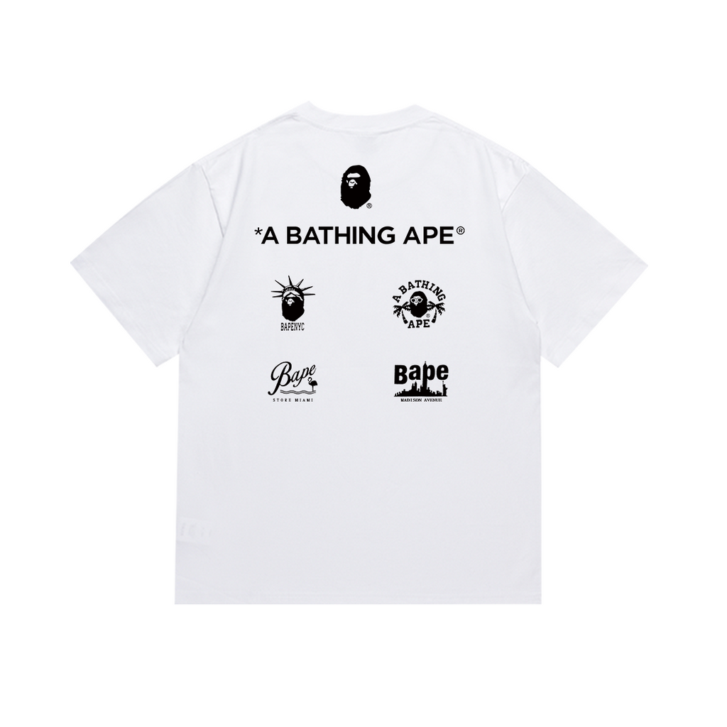 Bathing Shark and ape head print T-Shirt NextBlock