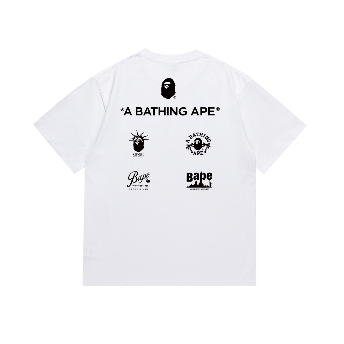 Bathing Shark and ape head print T-Shirt NextBlock