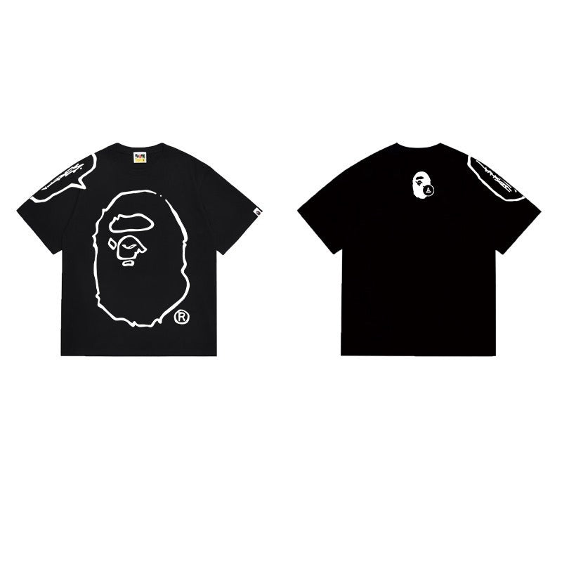 Bathing Shark and ape head print T Shirts NextBlock