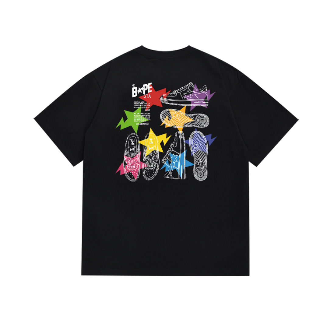 Bathing Shark and ape head print T-Shirt NextBlock