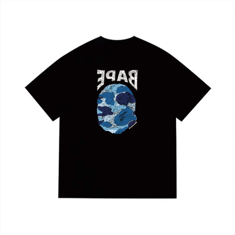 Bathing Shark and ape head print T Shirts NextBlock