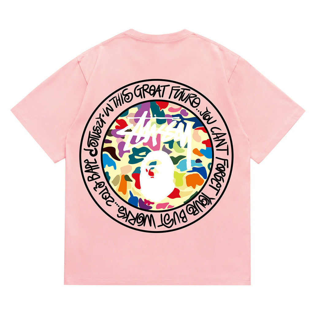 Bathing Shark and ape head print T-Shirt NextBlock