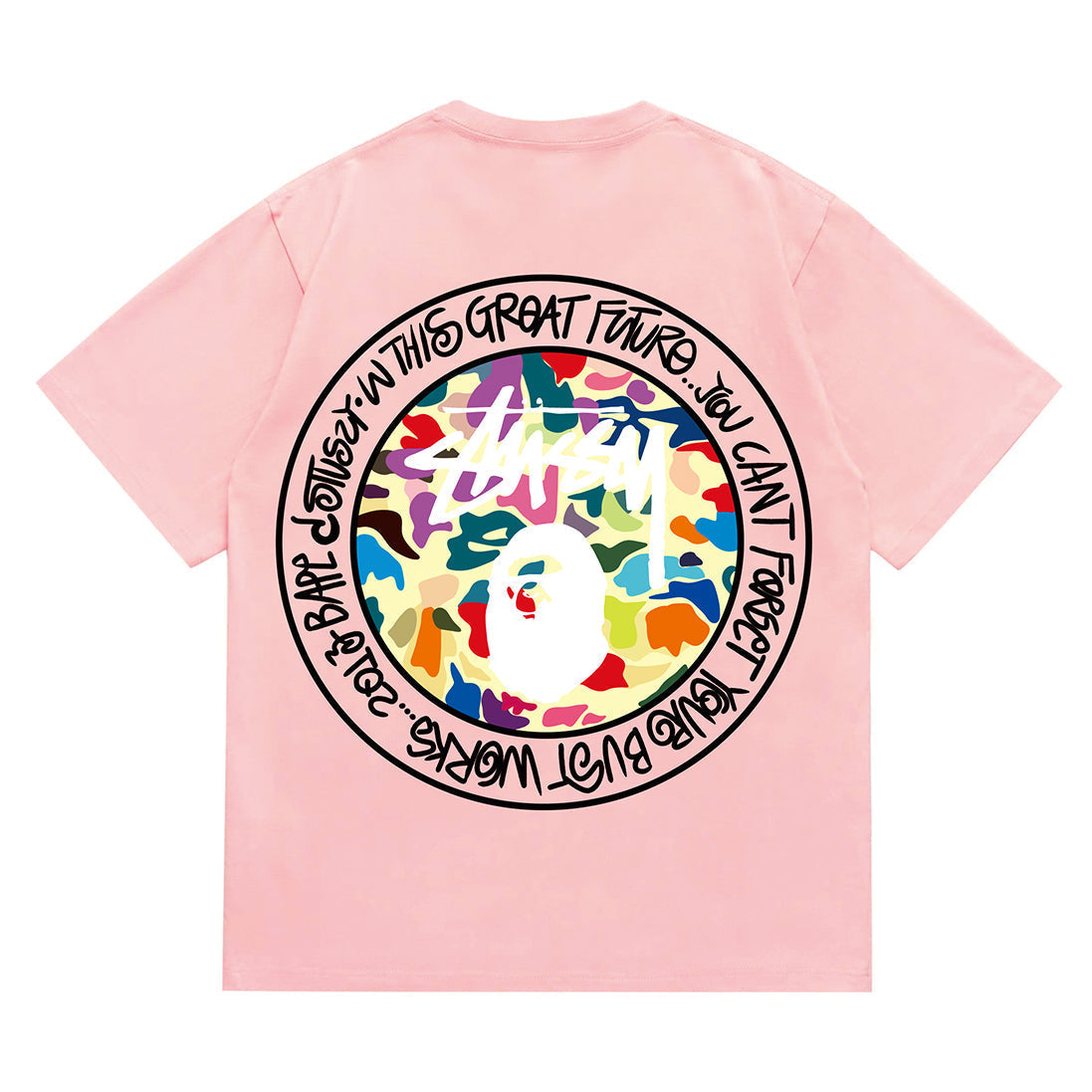 Bathing Shark and ape head print T-Shirt NextBlock
