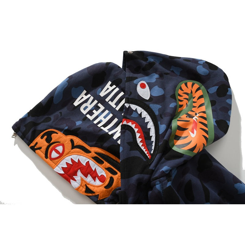 Ape Hoodie Double Hat Tiger Head Sweater Men's Cardigan NextBlock