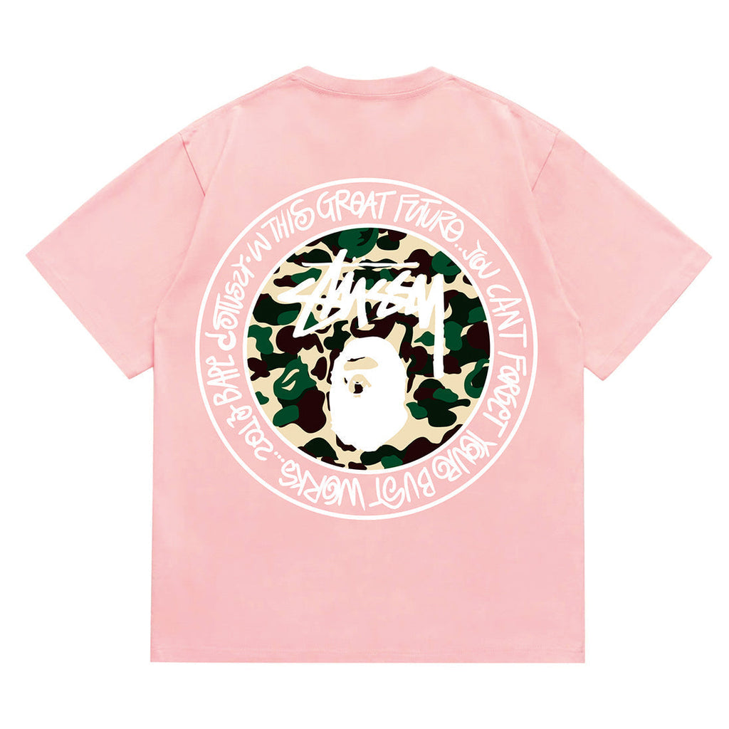 Bathing Shark and ape head print T-Shirt NextBlock