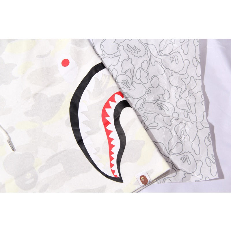 Bathing Shark and ape head print Shorts Camo luminous shark side print five-point pants straight beach pants NextBlock