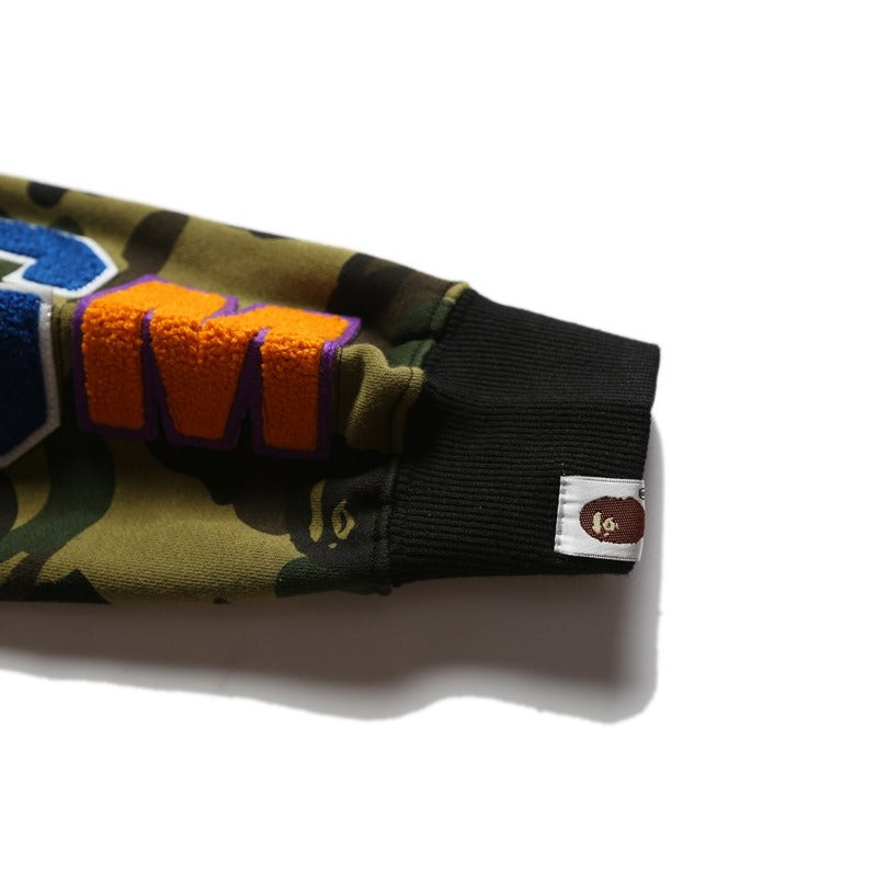 Bathing Shark and ape head print Hoodie Splicing Camouflage Sweater Male Shark Autumn NextBlock