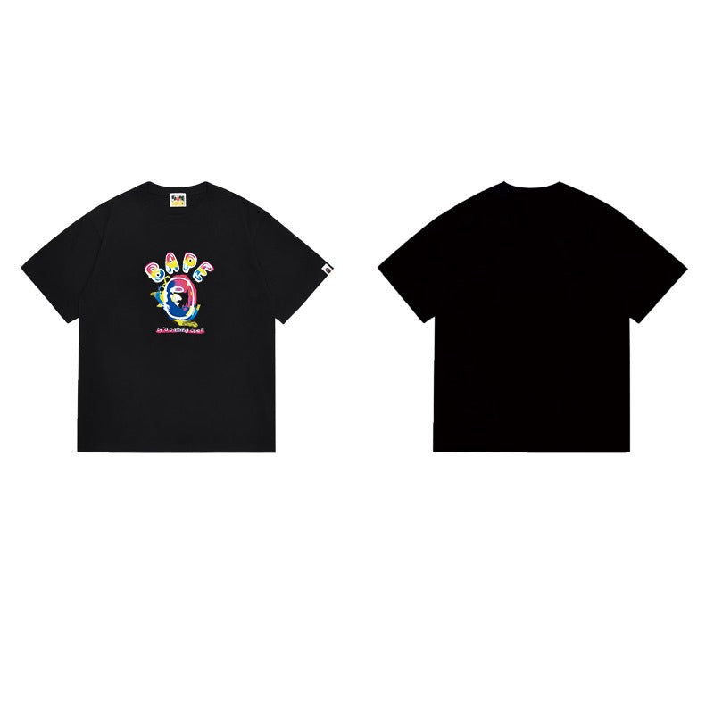 Bathing Shark and ape head print T Shirts NextBlock