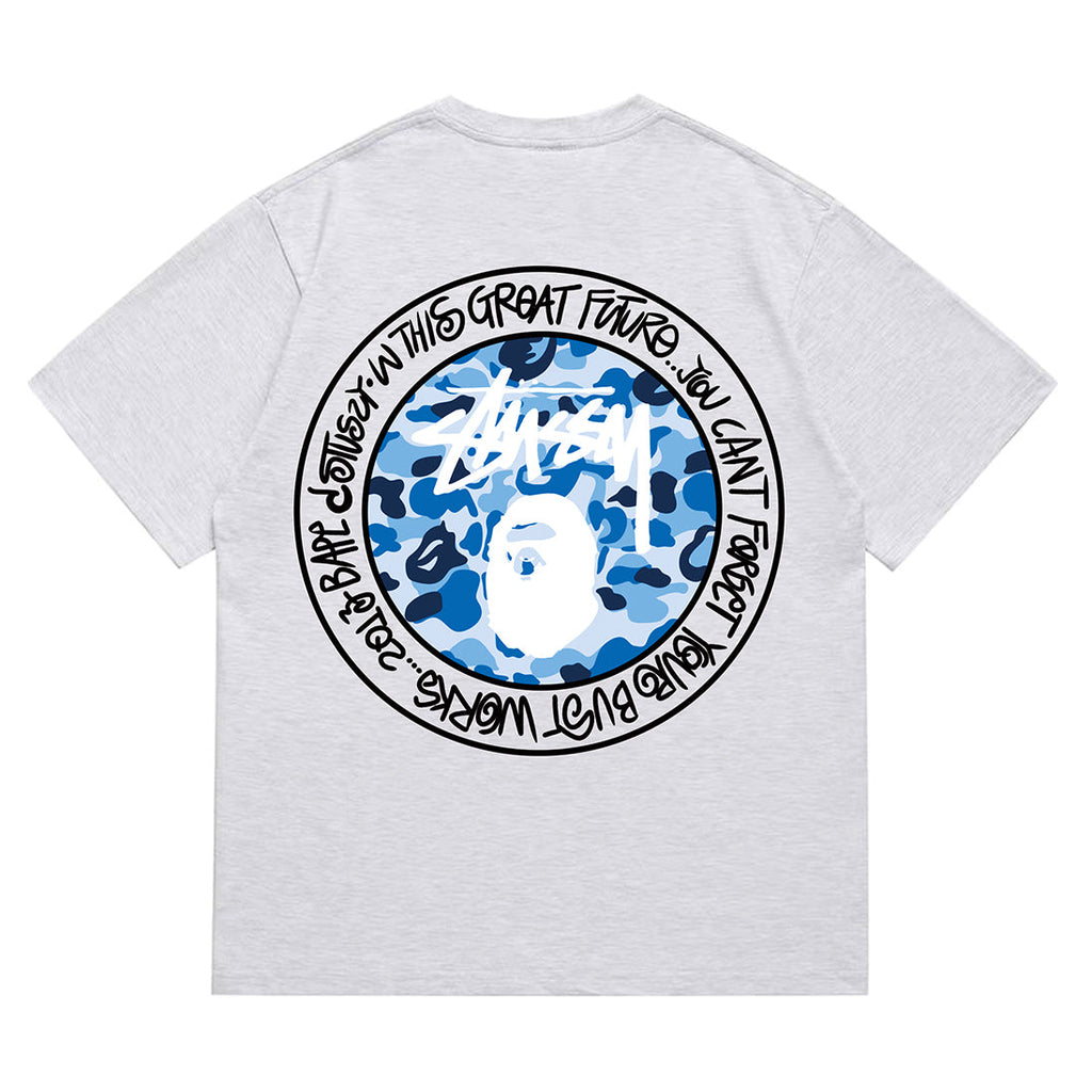 Bathing Shark and ape head print T-Shirt NextBlock