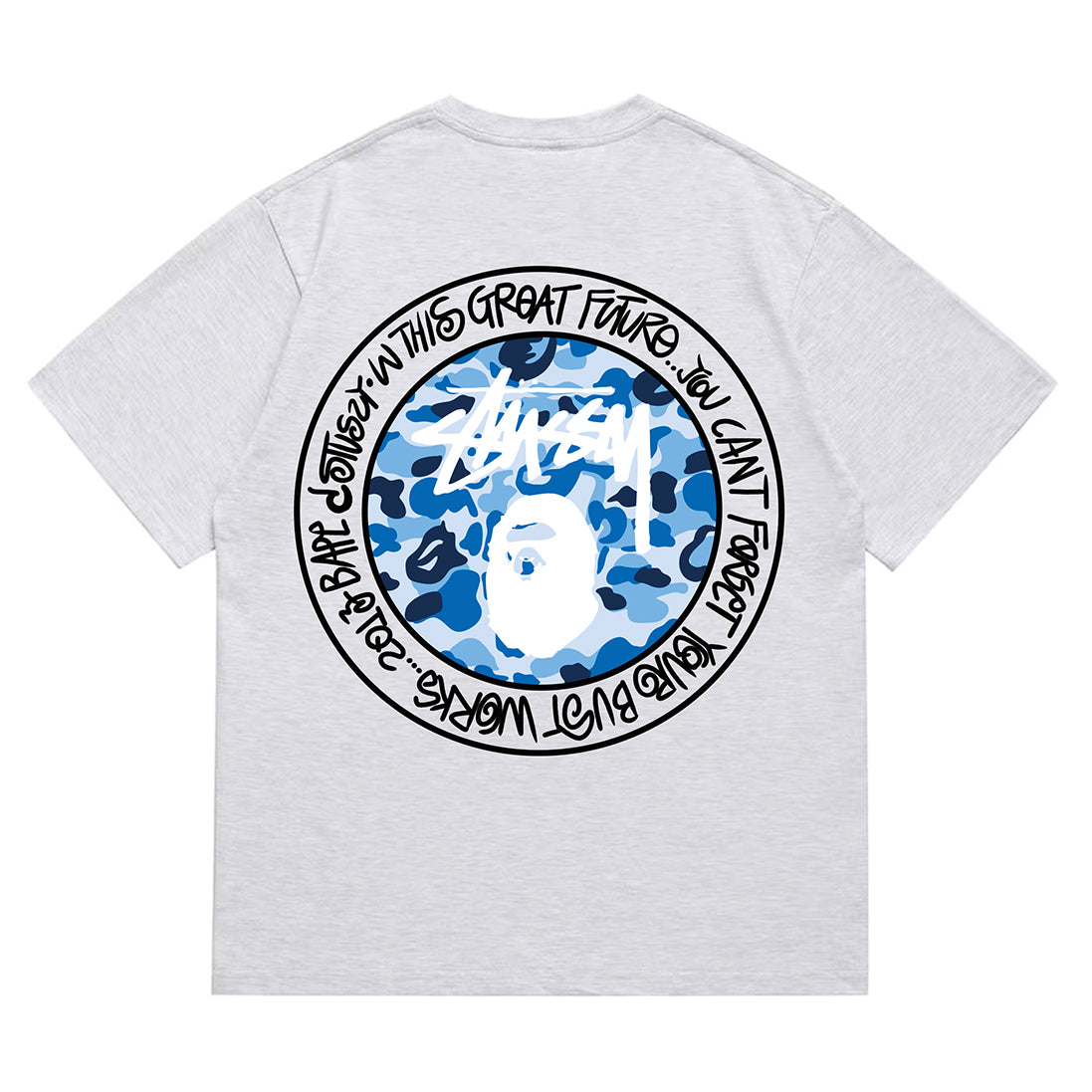 Bathing Shark and ape head print T-Shirt NextBlock