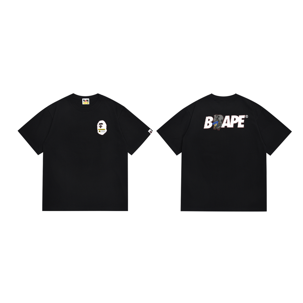 Bathing Shark and ape head print T-Shirt NextBlock