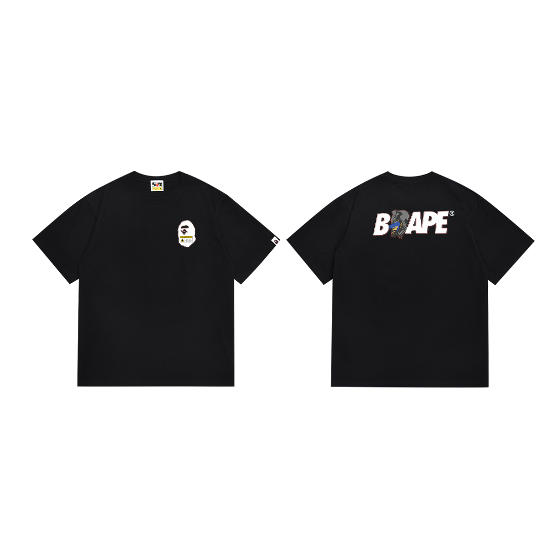 Bathing Shark and ape head print T-Shirt NextBlock