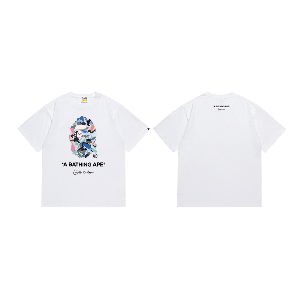 Bathing Shark and ape head print T-Shirt NextBlock